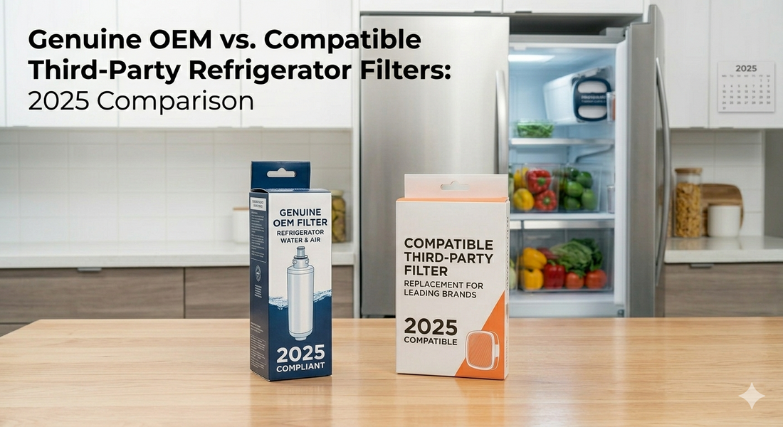 A comparison between Genuine OEM and Compatible Third-Party refrigerator filters for 2025.